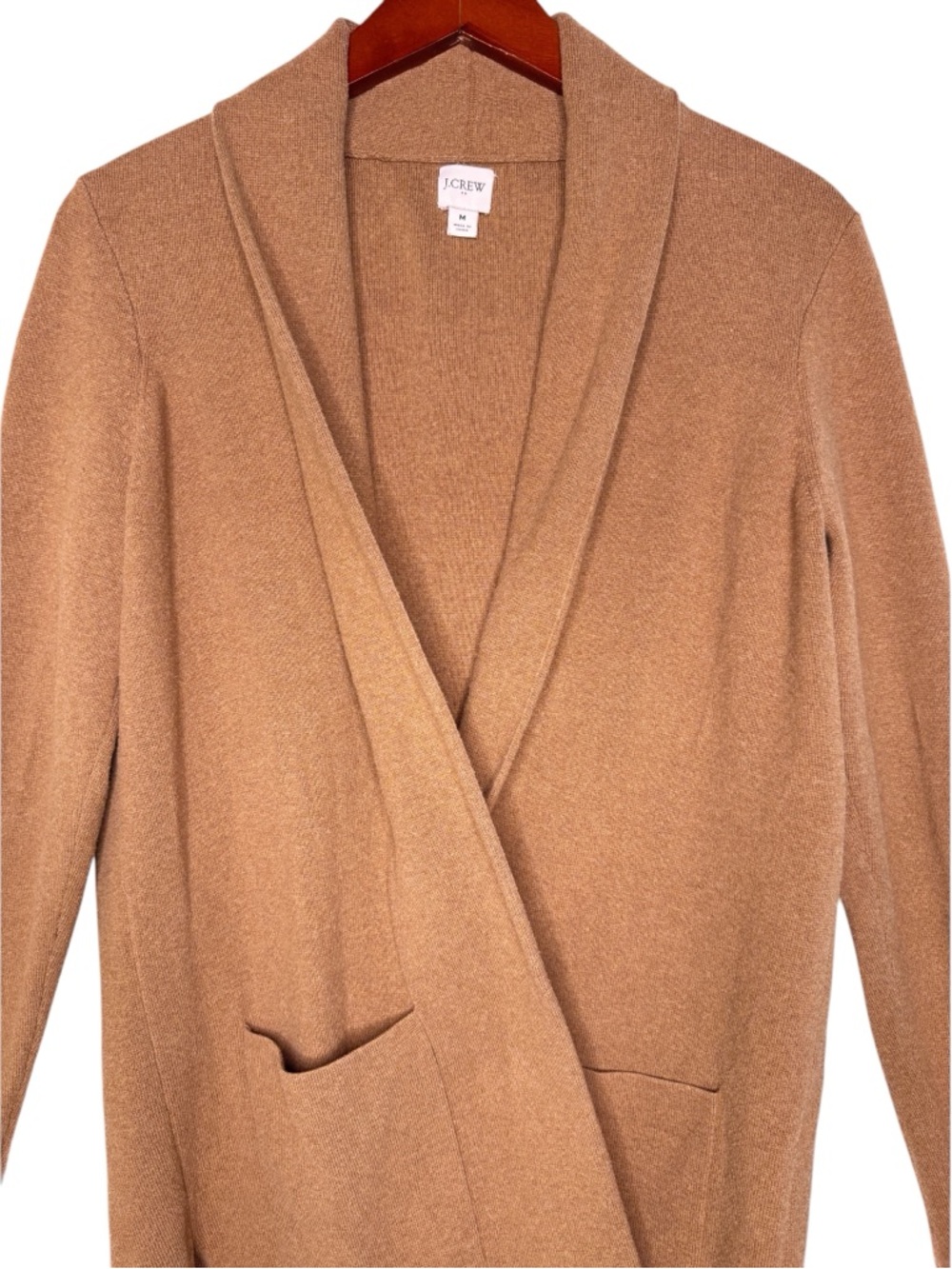 J. CREW Factory Chelsea Sweater Blazer Open Cardigan Size Medium in Camel - Picture 3 of 12